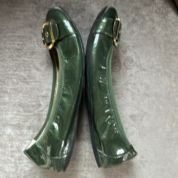 Dark Green Patent Flats with Gold Buckle - Picture 9 of 9